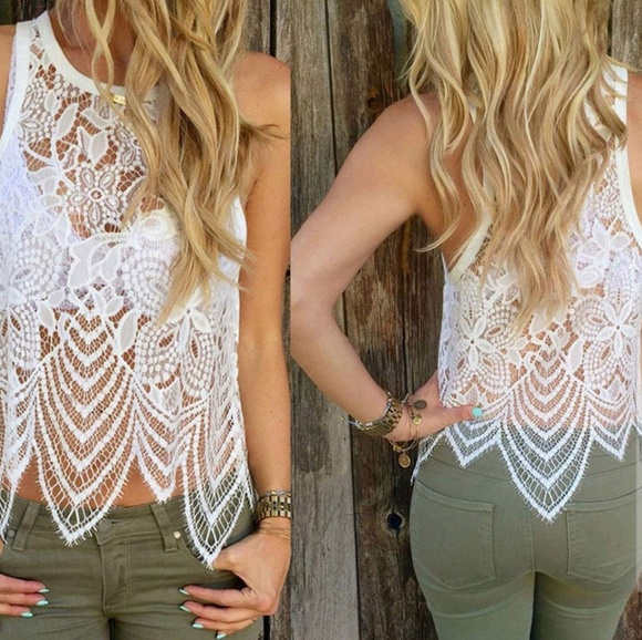 gorgeous crocheted lace tank - Picture 2 of 6
